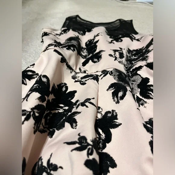 Baby Pink and Black Rosette Mesh Dress - Picture 6 of 6